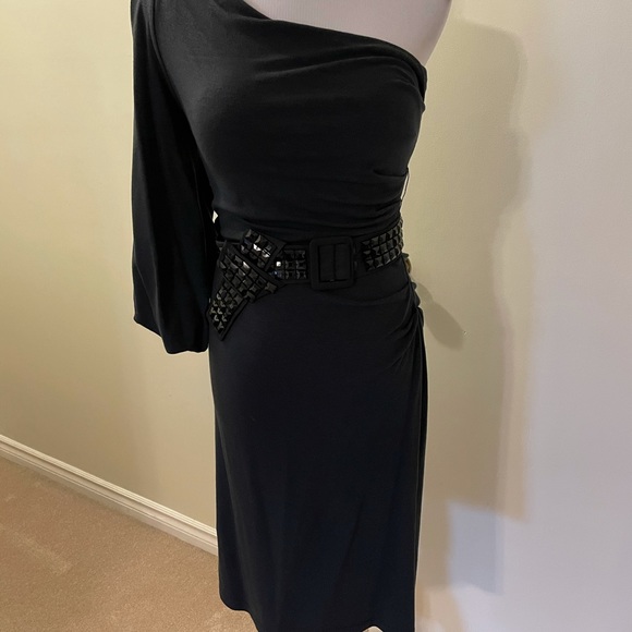 BCBGMaxAzria one shoulder dress with belt - Picture 3 of 13